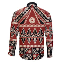 Vintage Bula Fiji Family Matching Short Sleeve Bodycon Dress and Hawaiian Shirt Red Tapa Masi Motif