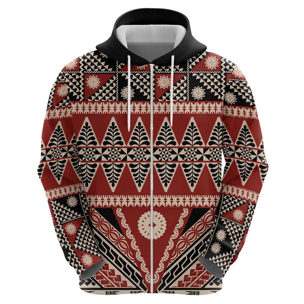 Vintage Bula Fiji Hoodie Red Tapa Masi Motif LT9 - Polynesian Pride
