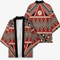 Vintage Bula Fiji Kimono Red Tapa Masi Motif - Polynesian Pride