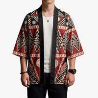 Vintage Bula Fiji Kimono Red Tapa Masi Motif - Polynesian Pride