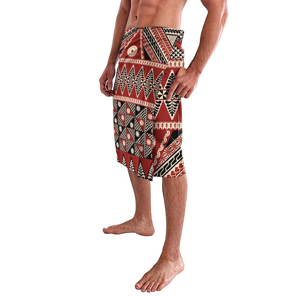 Vintage Bula Fiji Lavalava Red Tapa Masi Motif