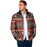 Vintage Bula Fiji Padded Jacket Red Tapa Masi Motif - Polynesian Pride