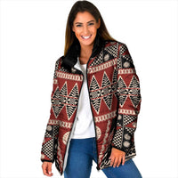 Vintage Bula Fiji Padded Jacket Red Tapa Masi Motif - Polynesian Pride