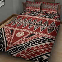 Vintage Bula Fiji Quilt Bed Set Red Tapa Masi Motif
