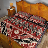 Vintage Bula Fiji Quilt Bed Set Red Tapa Masi Motif
