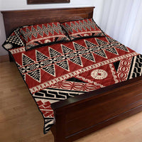 Vintage Bula Fiji Quilt Bed Set Red Tapa Masi Motif