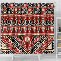 Vintage Bula Fiji Shower Curtain Red Tapa Masi Motif