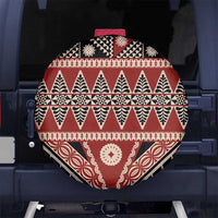 Vintage Bula Fiji Spare Tire Cover Red Tapa Masi Motif