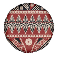 Vintage Bula Fiji Spare Tire Cover Red Tapa Masi Motif
