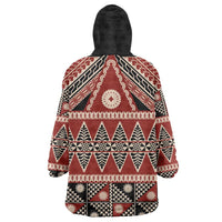 Vintage Bula Fiji Wearable Blanket Hoodie Red Tapa Masi Motif LT9 - Polynesian Pride