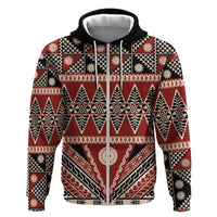 Vintage Bula Fiji Zip Hoodie Red Tapa Masi Motif