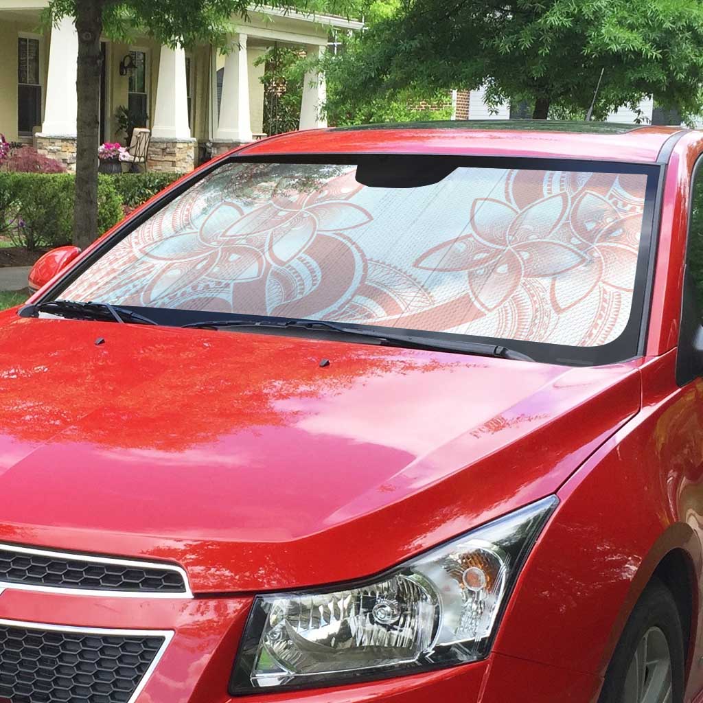 Polynesian Tribal Plumeria Lotu Tamaiti Auto Sun Shade Pastel Blush - Polynesian Pride