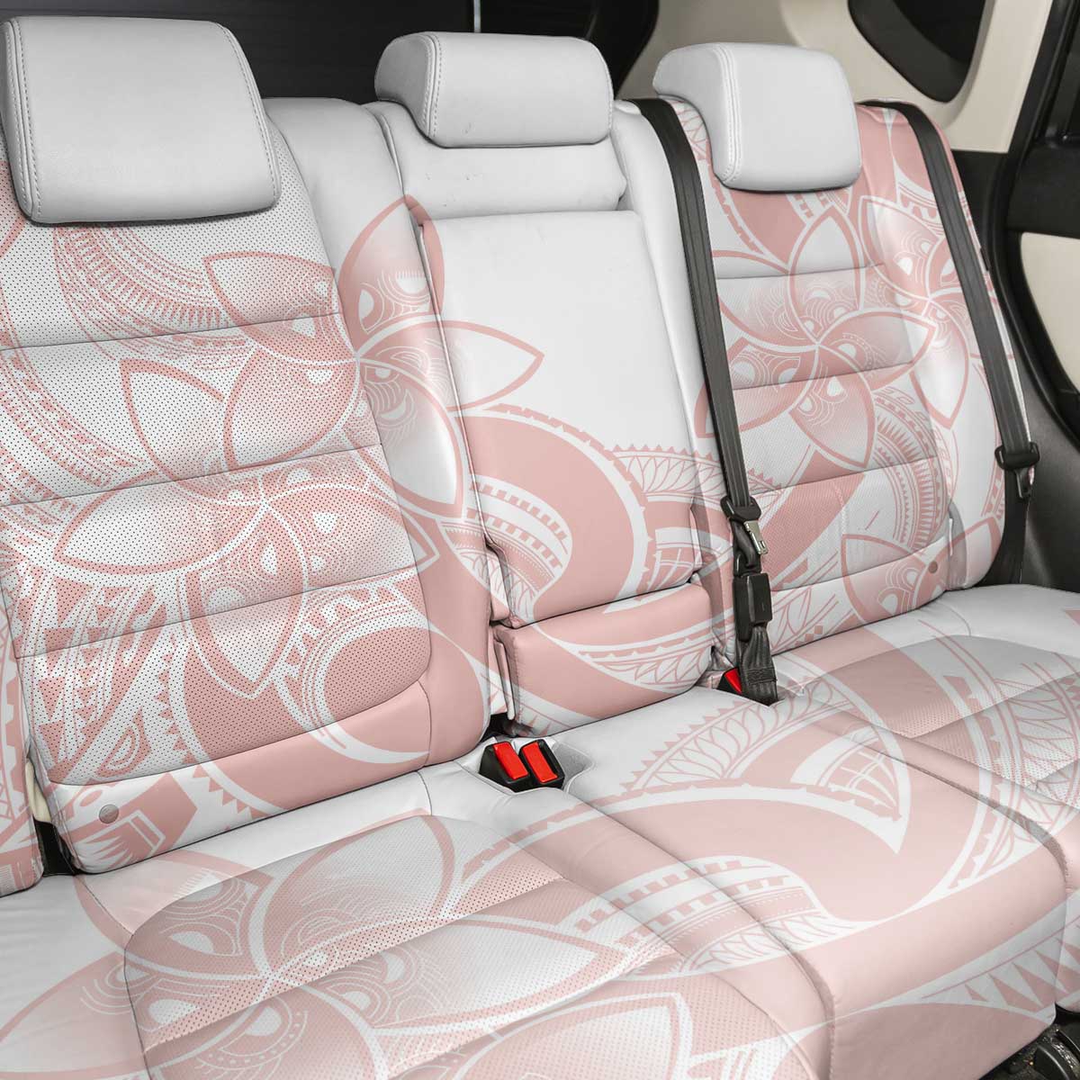Polynesian Tribal Plumeria Lotu Tamaiti Back Car Seat Cover Pastel Blush - Polynesian Pride