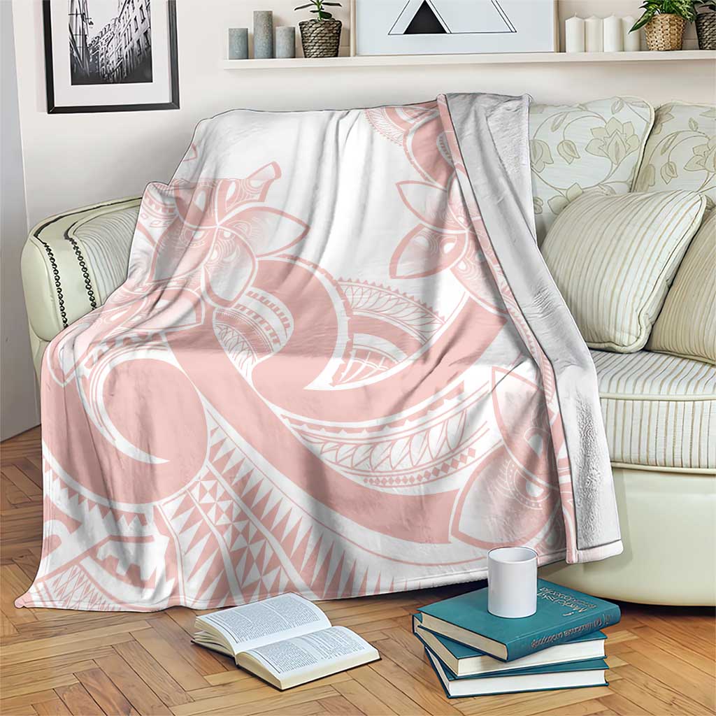 Polynesian Tribal Plumeria Lotu Tamaiti Blanket Pastel Blush - Polynesian Pride