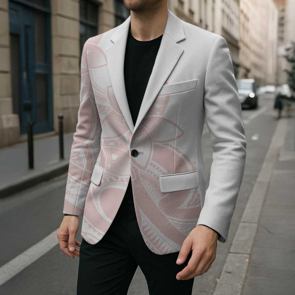Polynesian Tribal Plumeria Lotu Tamaiti Blazer Pastel Blush - Polynesian Pride