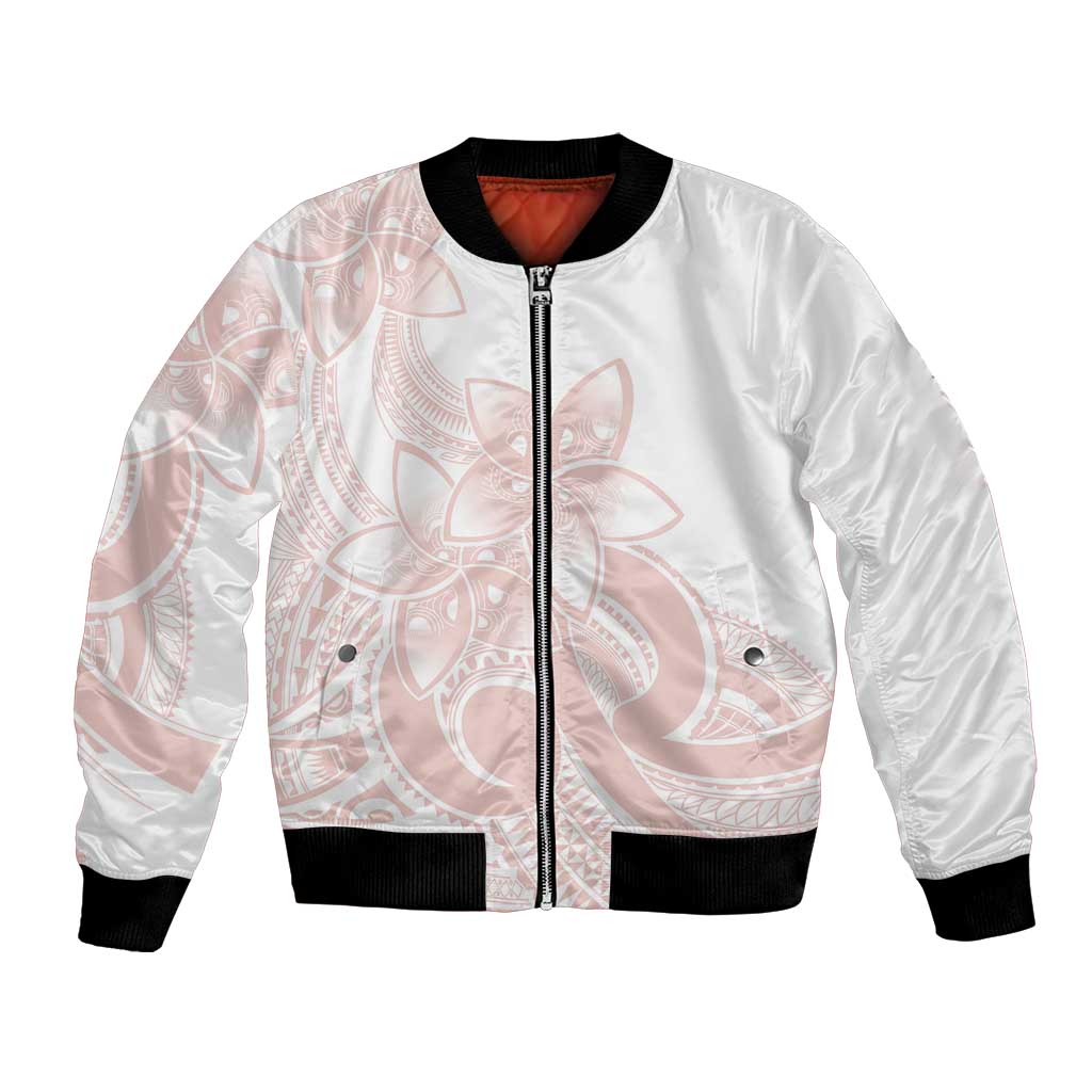Polynesian Tribal Plumeria Lotu Tamaiti Bomber Jacket Pastel Blush LT9 Unisex Blush - Polynesian Pride
