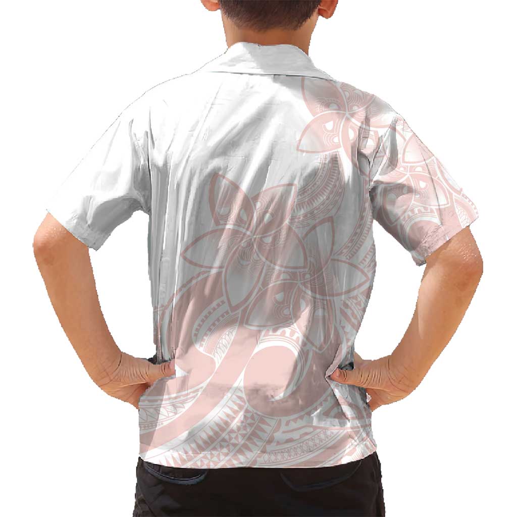 Polynesian Tribal Plumeria Lotu Tamaiti Family Matching Long Sleeve Bodycon Dress and Hawaiian Shirt Pastel Blush - Polynesian Pride