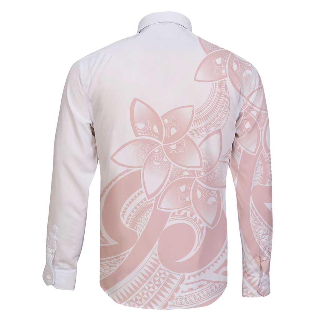 Polynesian Tribal Plumeria Lotu Tamaiti Family Matching Off Shoulder Short Dress and Hawaiian Shirt Pastel Blush LT9 - Polynesian Pride