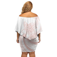 Polynesian Tribal Plumeria Lotu Tamaiti Family Matching Off Shoulder Short Dress and Hawaiian Shirt Pastel Blush LT9 - Polynesian Pride