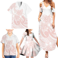 Polynesian Tribal Plumeria Lotu Tamaiti Family Matching Summer Maxi Dress and Hawaiian Shirt Pastel Blush - Polynesian Pride