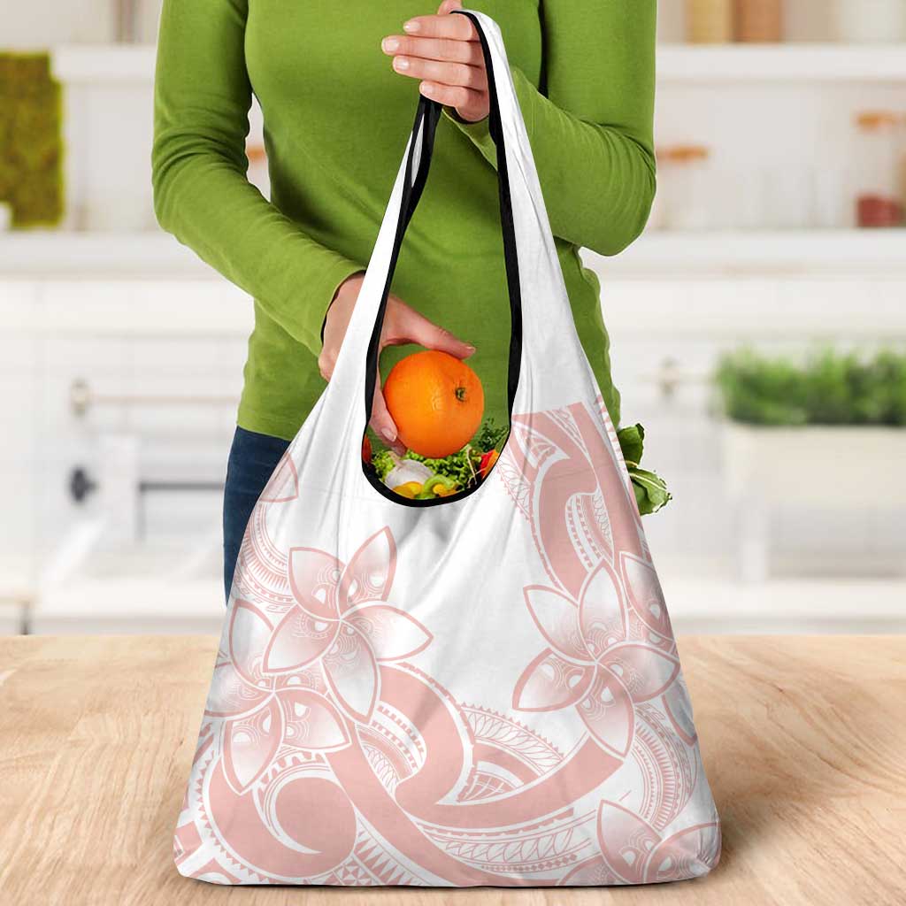 Polynesian Tribal Plumeria Lotu Tamaiti Grocery Bag Pastel Blush - Polynesian Pride