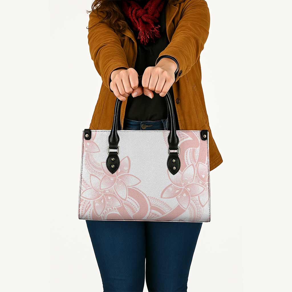 Polynesian Tribal Plumeria Lotu Tamaiti Leather Bag Pastel Blush - Polynesian Pride
