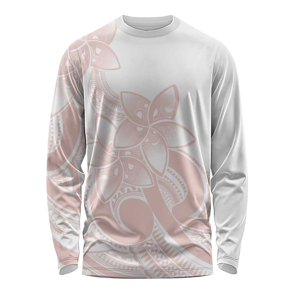 Polynesian Tribal Plumeria Lotu Tamaiti Long Sleeve Shirt Pastel Blush LT9 Unisex Blush - Polynesian Pride