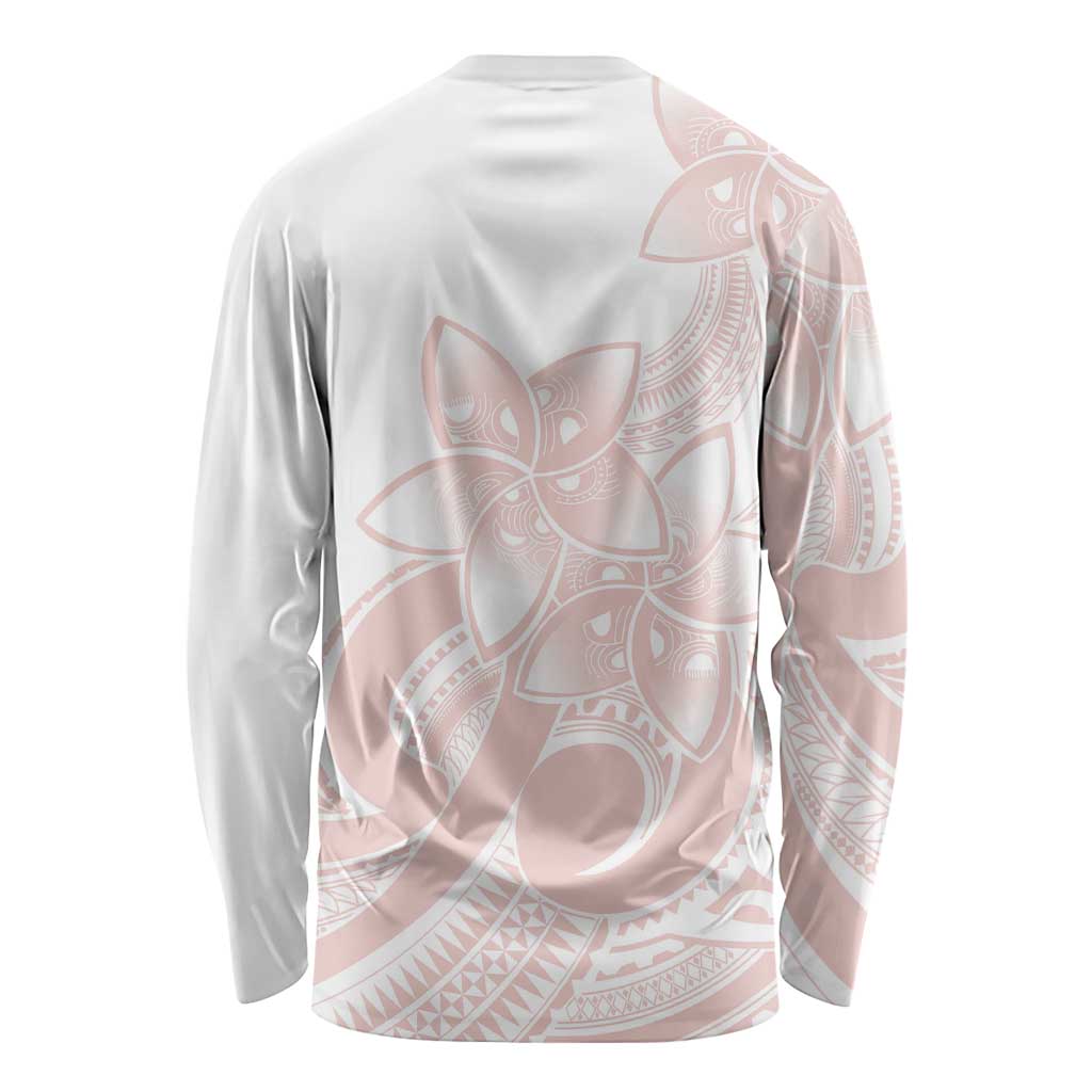 Polynesian Tribal Plumeria Lotu Tamaiti Long Sleeve Shirt Pastel Blush LT9 - Polynesian Pride