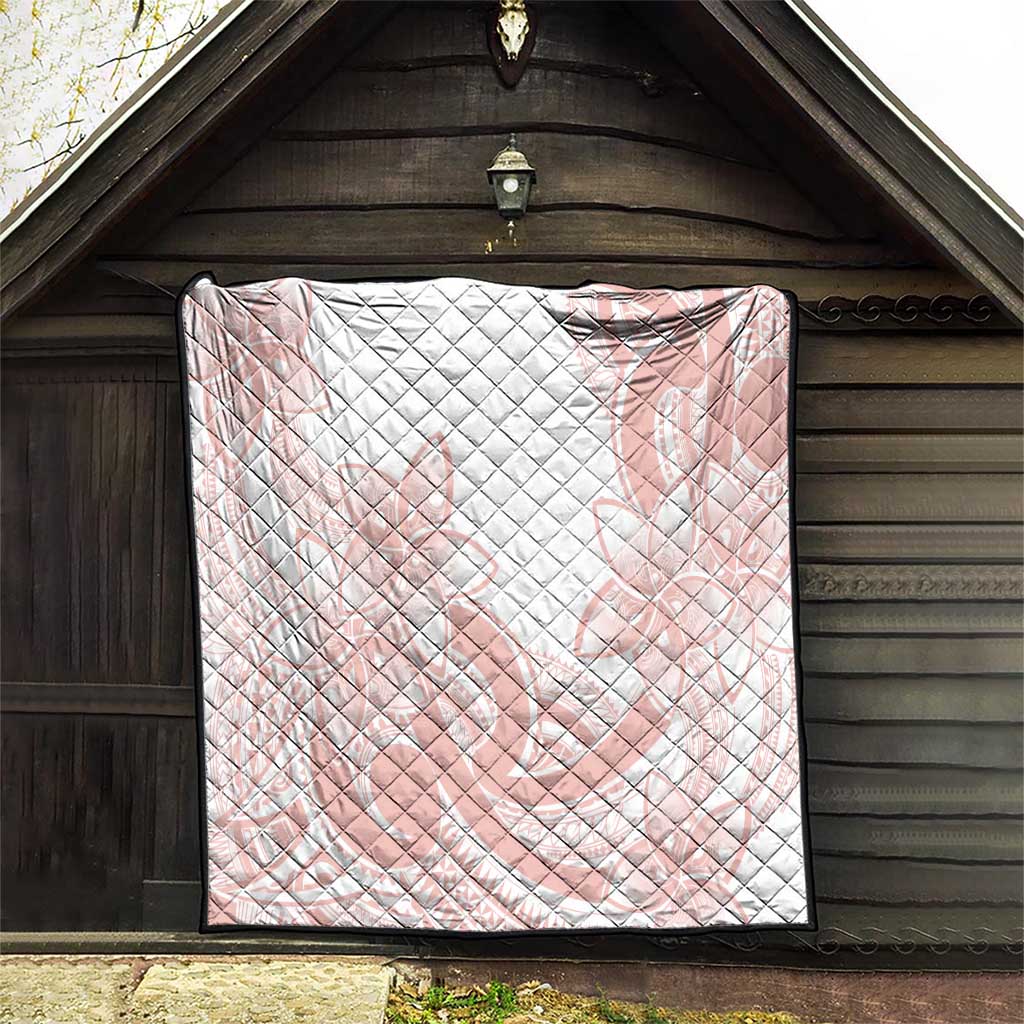 Polynesian Tribal Plumeria Lotu Tamaiti Quilt Pastel Blush - Polynesian Pride