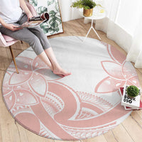 Polynesian Tribal Plumeria Lotu Tamaiti Round Carpet Pastel Blush - Polynesian Pride