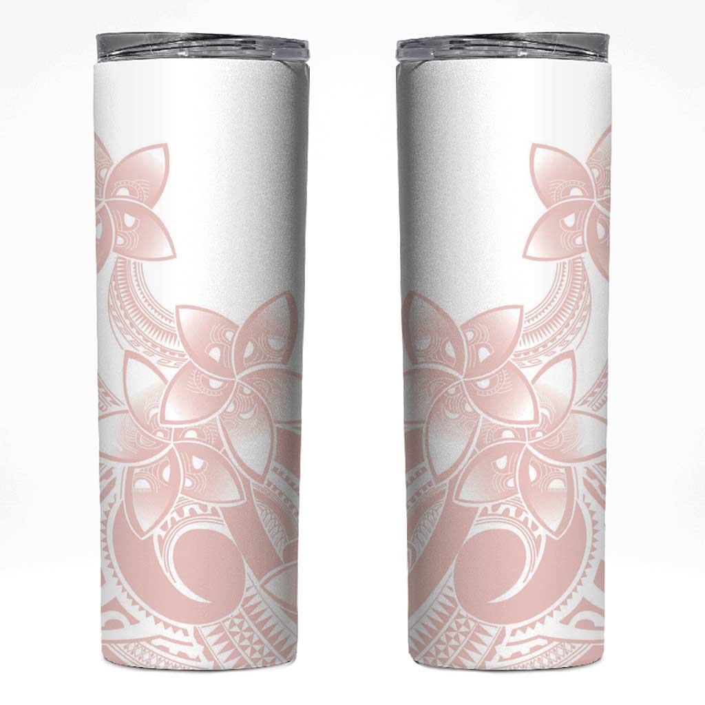 Polynesian Tribal Plumeria Lotu Tamaiti Skinny Tumbler Pastel Blush - Polynesian Pride