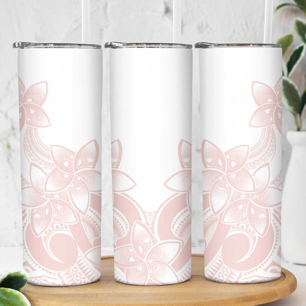 Polynesian Tribal Plumeria Lotu Tamaiti Skinny Tumbler Pastel Blush - Polynesian Pride
