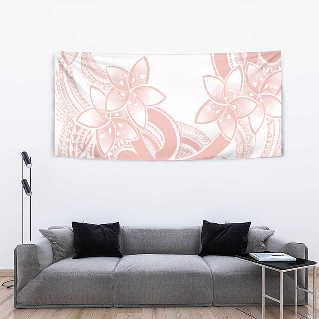 Polynesian Tribal Plumeria Lotu Tamaiti Tapestry Pastel Blush - Polynesian Pride