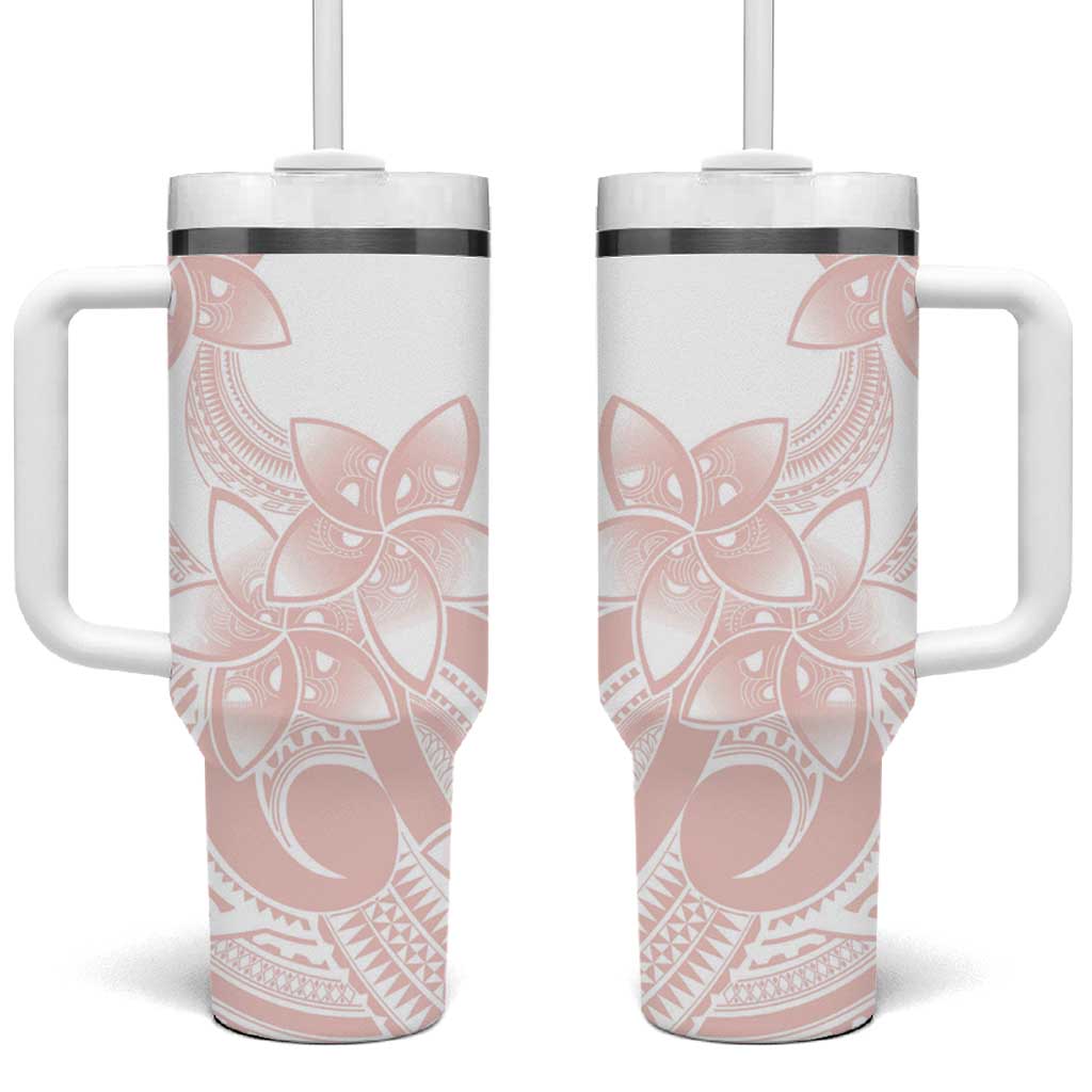 Polynesian Tribal Plumeria Lotu Tamaiti Tumbler With Handle Pastel Blush LT9 One Size: 40 oz Blush - Polynesian Pride