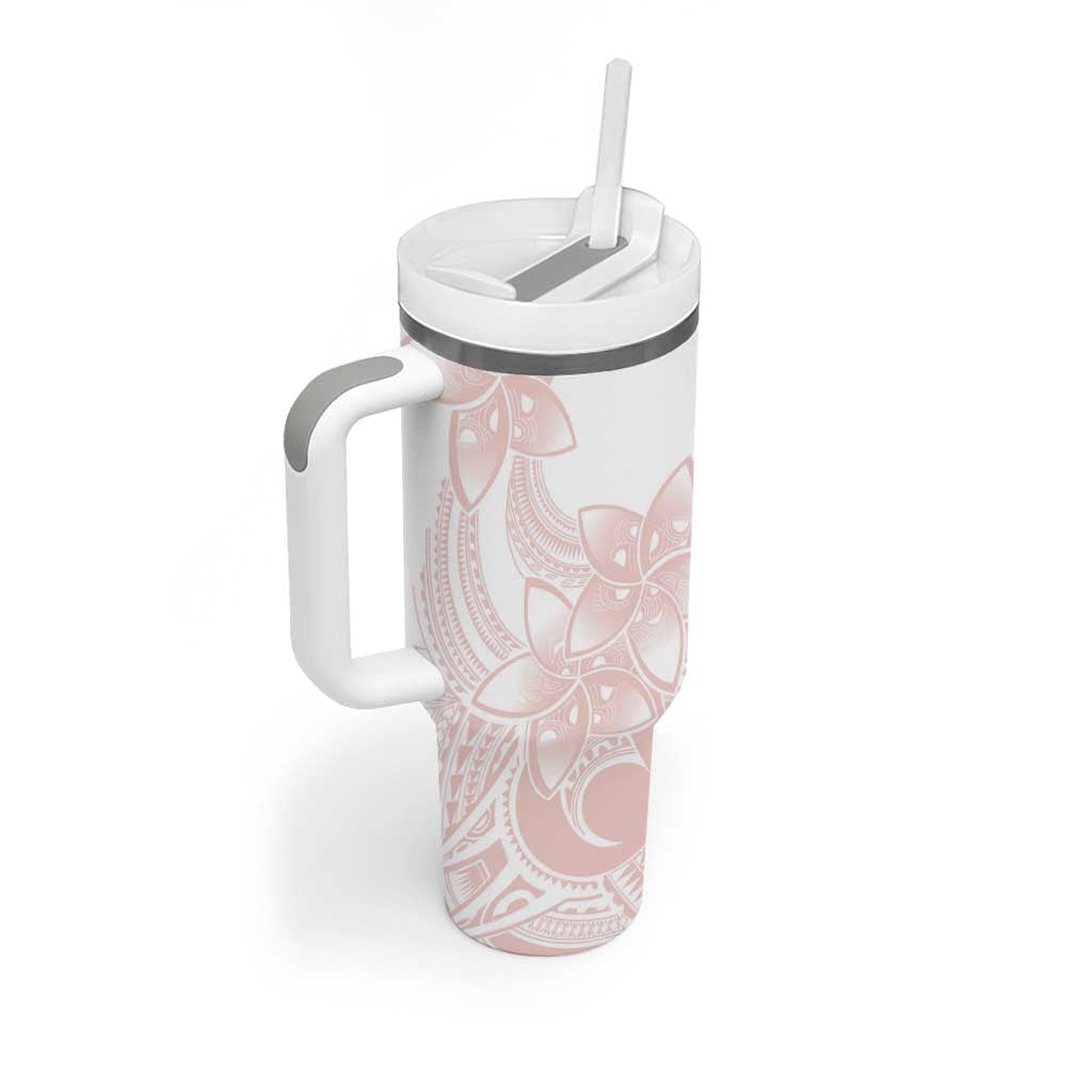Polynesian Tribal Plumeria Lotu Tamaiti Tumbler With Handle Pastel Blush LT9 - Polynesian Pride