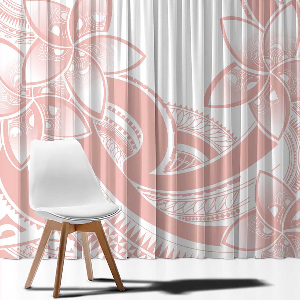 Polynesian Tribal Plumeria Lotu Tamaiti Window Curtain Pastel Blush - Polynesian Pride