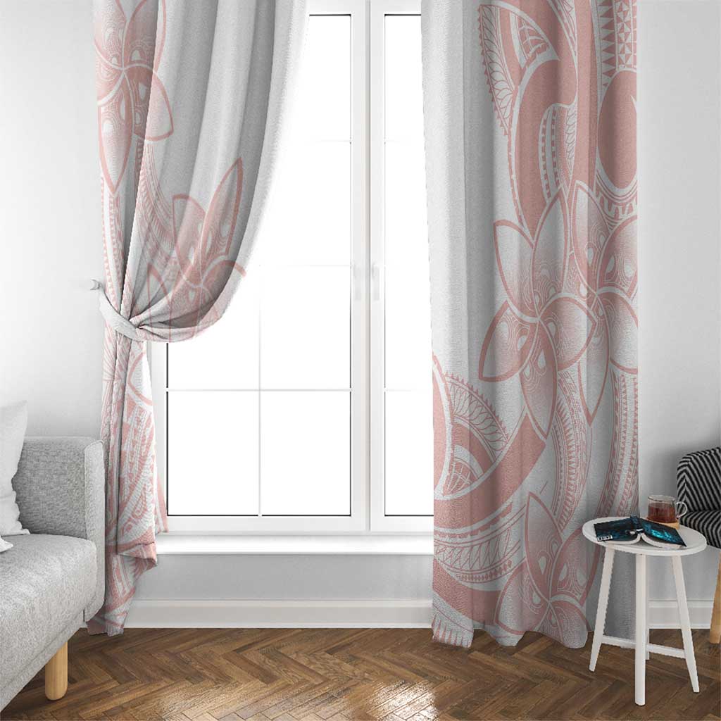 Polynesian Tribal Plumeria Lotu Tamaiti Window Curtain Pastel Blush - Polynesian Pride