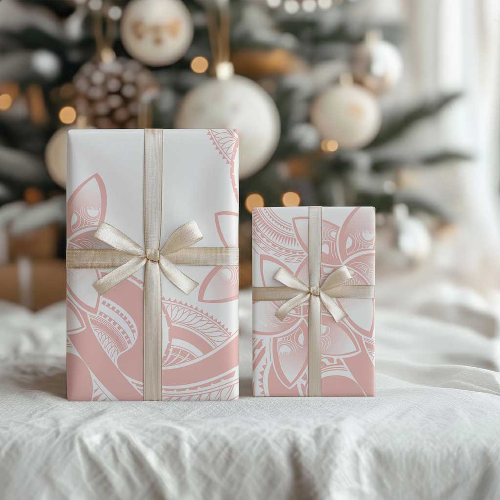 Polynesian Tribal Plumeria Lotu Tamaiti Wrapping Paper Pastel Blush - Polynesian Pride