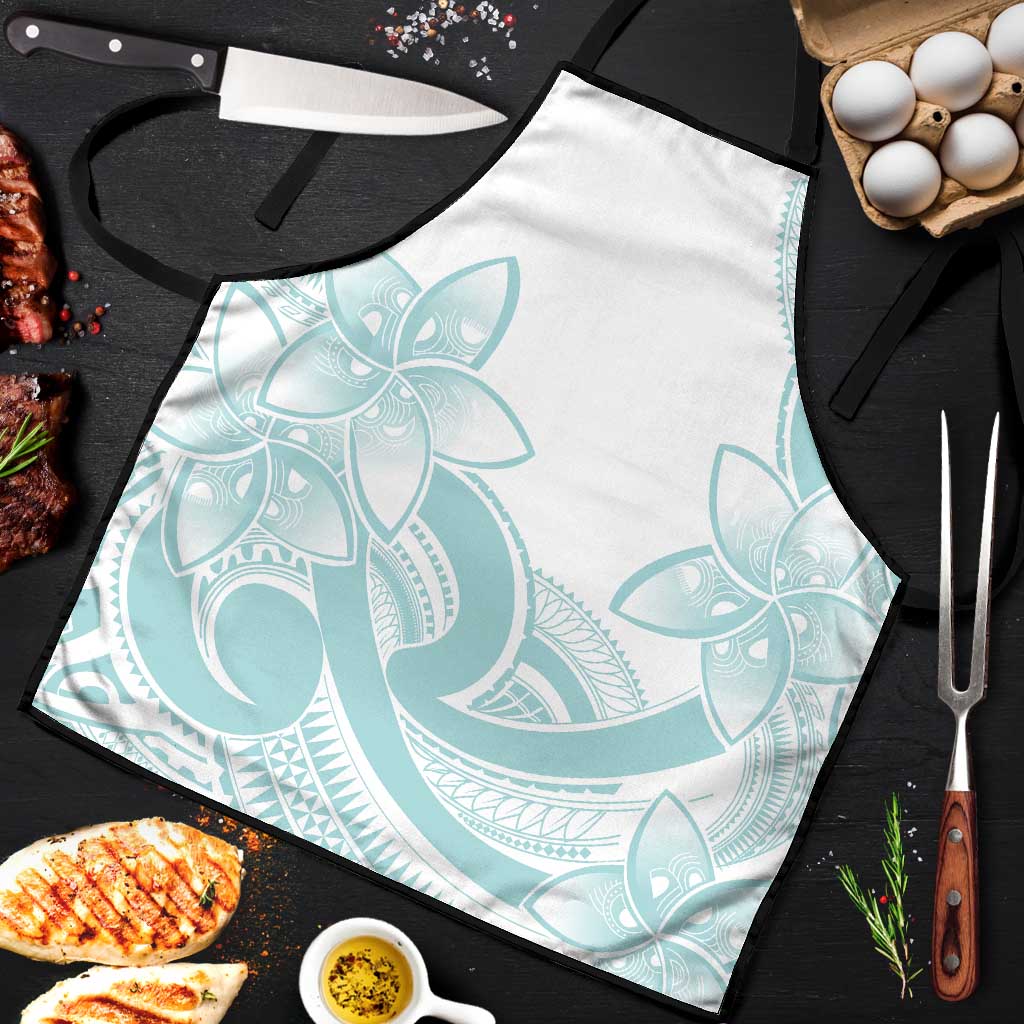 Polynesian Tribal Plumeria Lotu Tamaiti Apron Pastel Cyan - Polynesian Pride