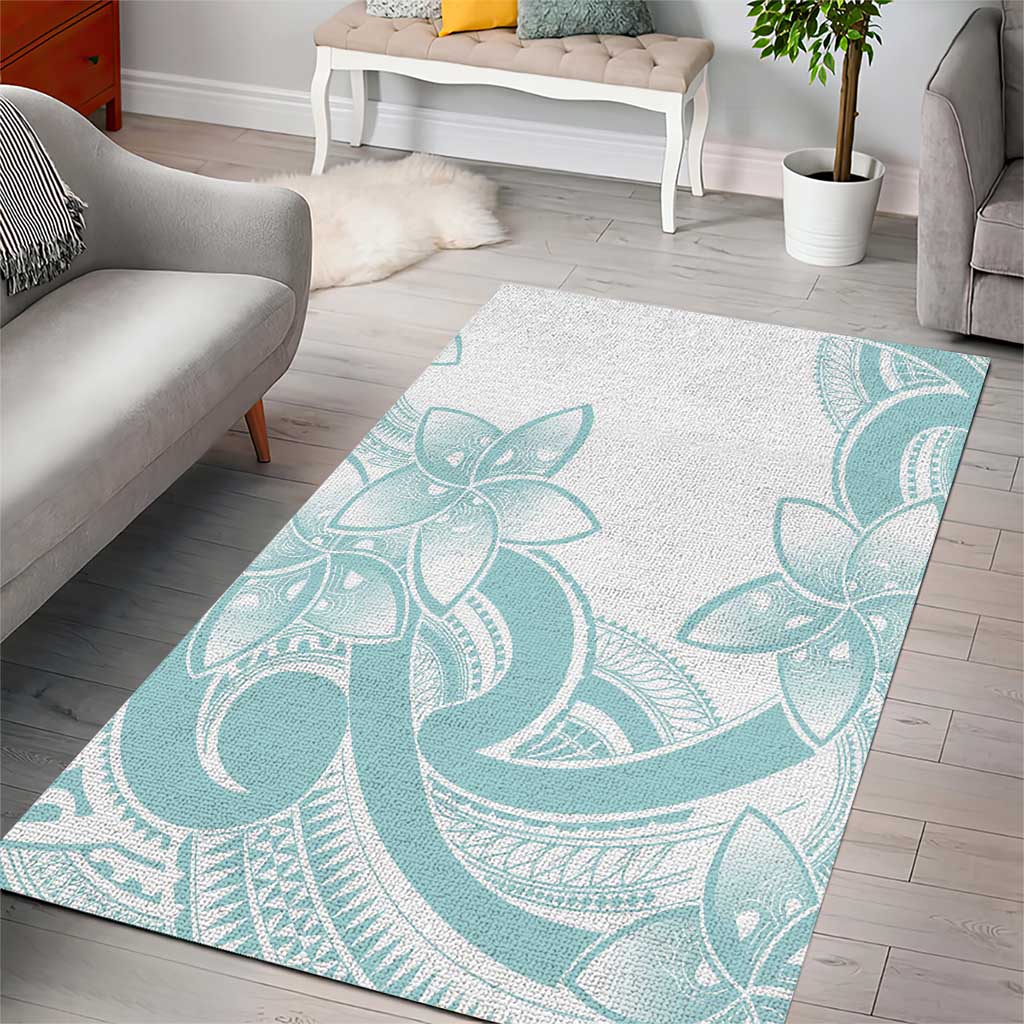 Polynesian Tribal Plumeria Lotu Tamaiti Area Rug Pastel Cyan LT9 - Polynesian Pride