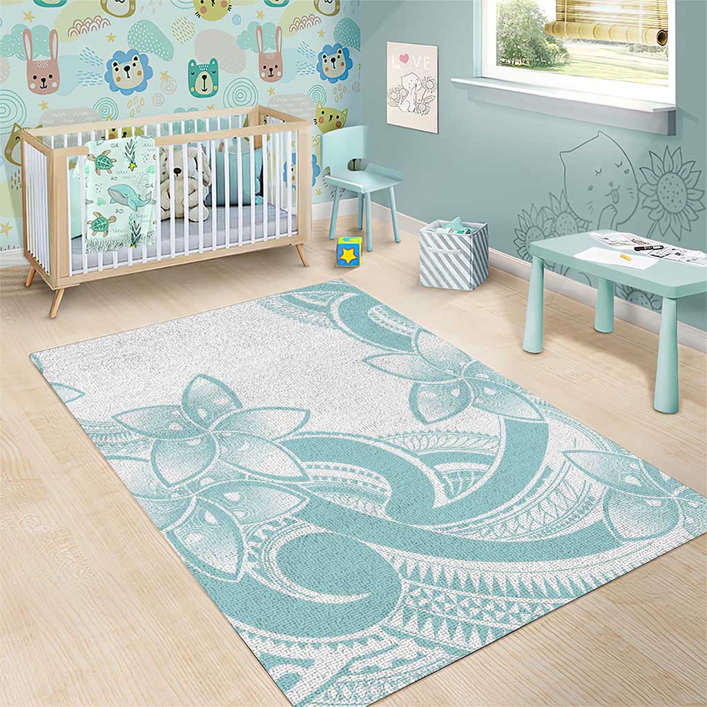 Polynesian Tribal Plumeria Lotu Tamaiti Area Rug Pastel Cyan LT9 - Polynesian Pride