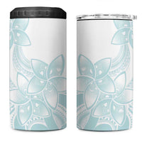 Polynesian Tribal Plumeria Lotu Tamaiti 4 in 1 Can Cooler Tumbler Pastel Cyan - Polynesian Pride