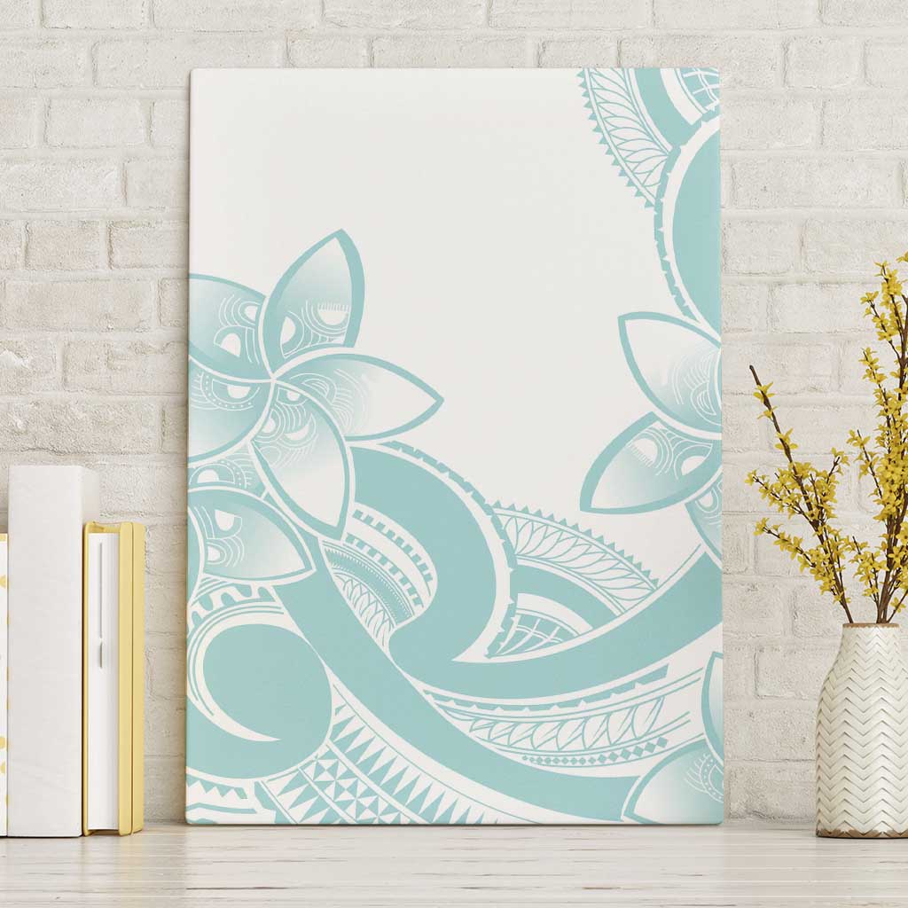 Polynesian Tribal Plumeria Lotu Tamaiti Canvas Wall Art Pastel Cyan - Polynesian Pride