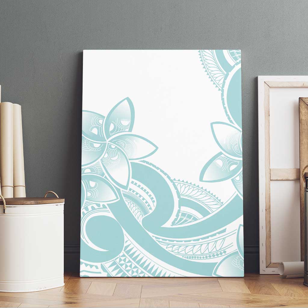 Polynesian Tribal Plumeria Lotu Tamaiti Canvas Wall Art Pastel Cyan - Polynesian Pride