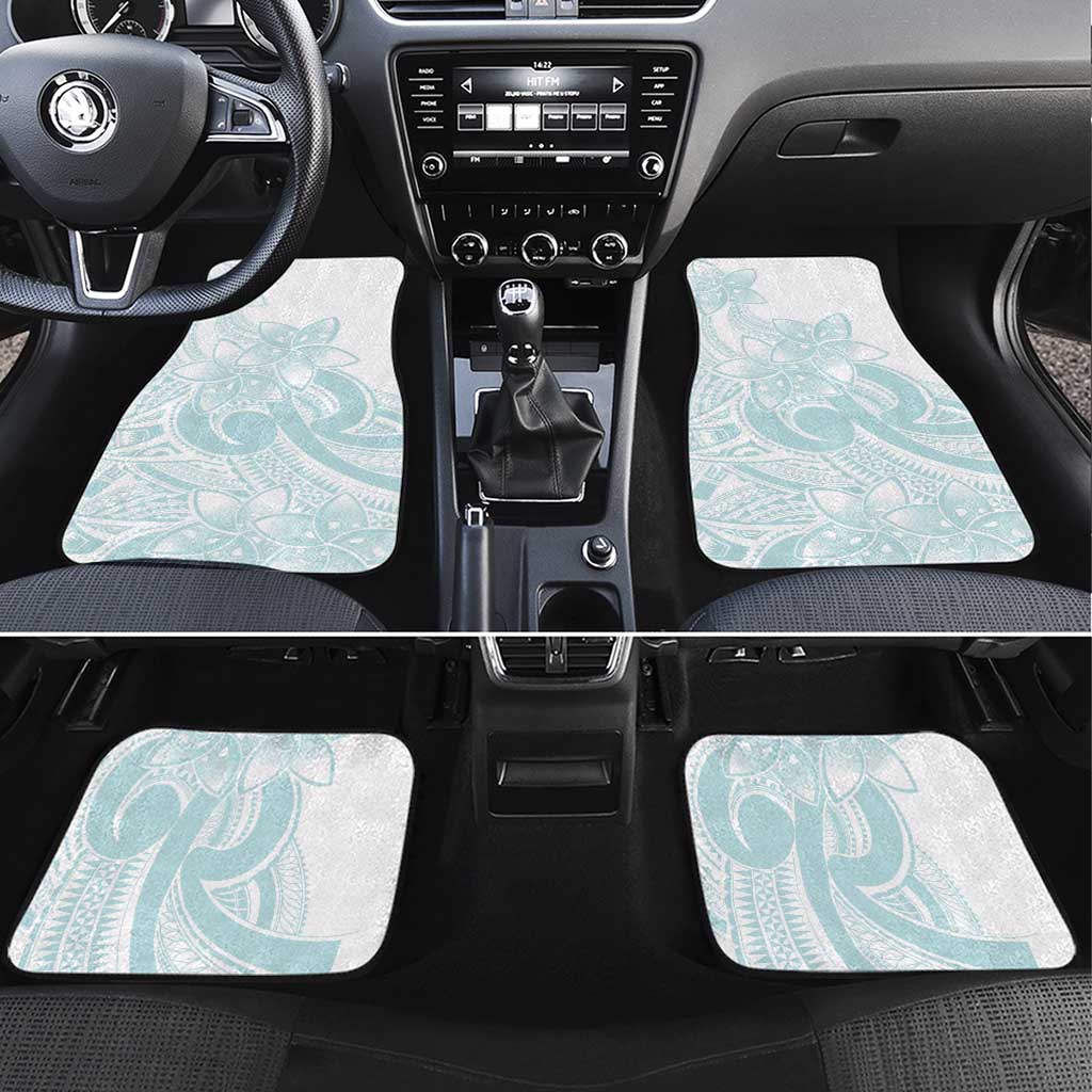 Polynesian Tribal Plumeria Lotu Tamaiti Car Mats Pastel Cyan LT9 Set 4pcs Cyan - Polynesian Pride
