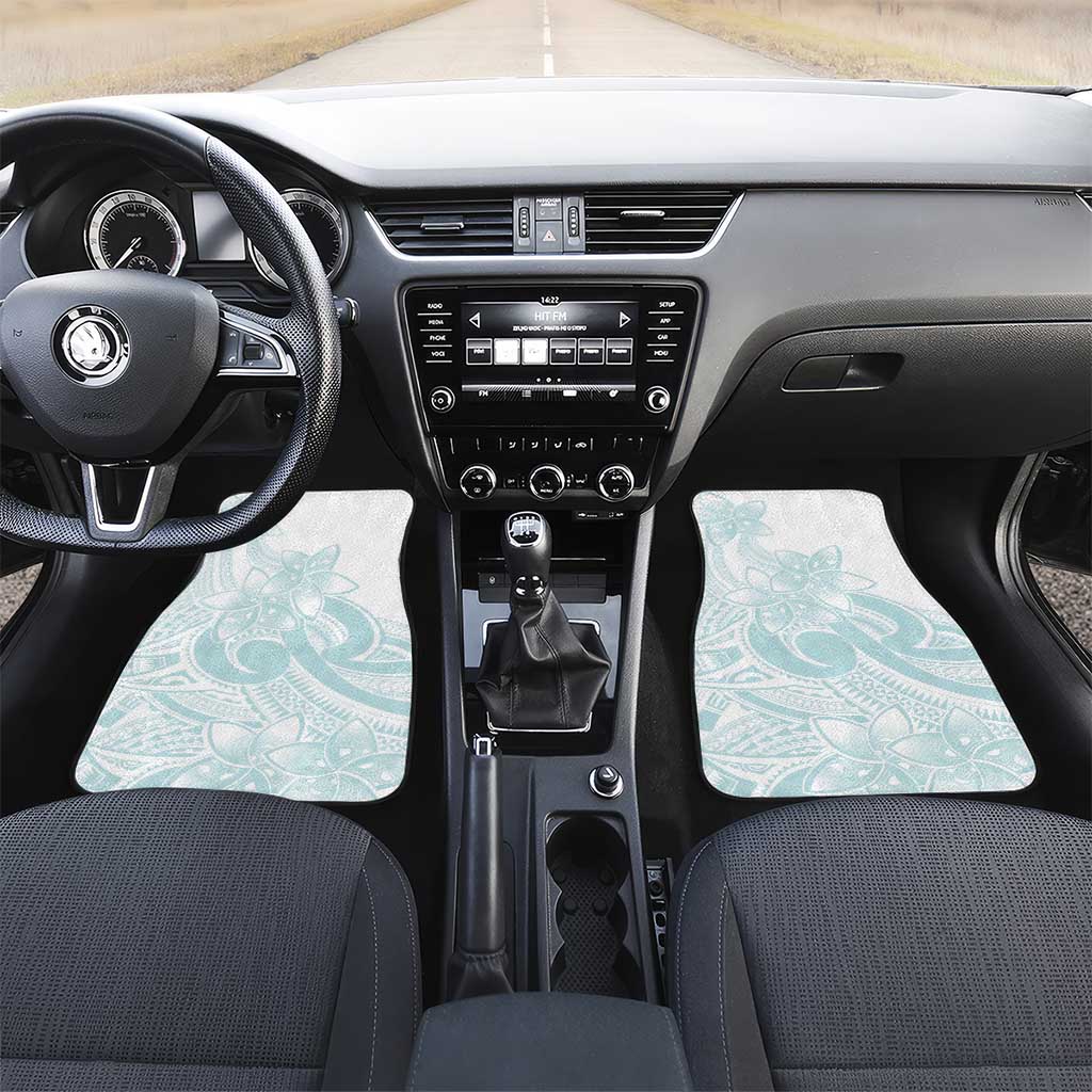 Polynesian Tribal Plumeria Lotu Tamaiti Car Mats Pastel Cyan LT9 Set 2pcs - Front Cyan - Polynesian Pride