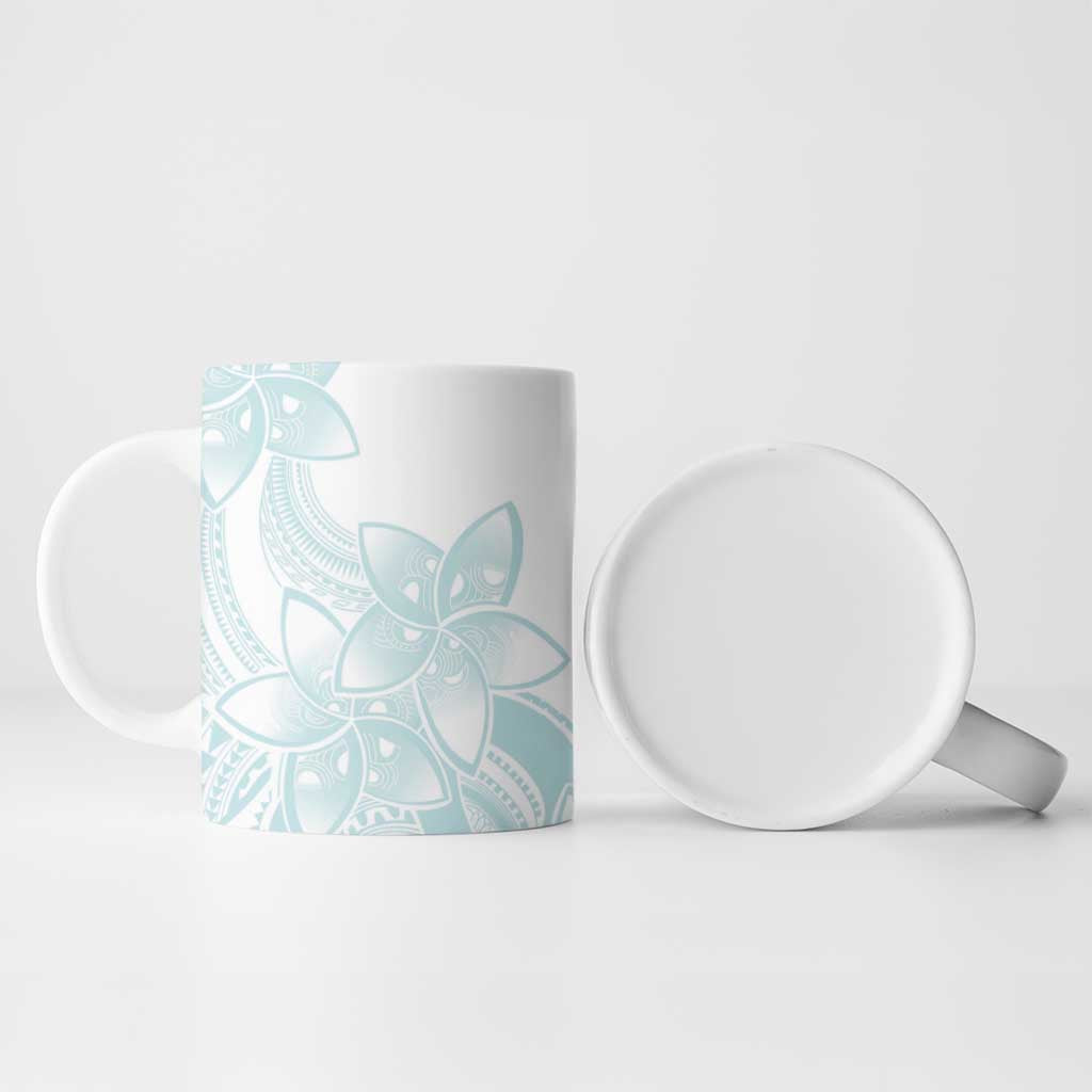 Polynesian Tribal Plumeria Lotu Tamaiti Ceramic Mug Pastel Cyan - Polynesian Pride
