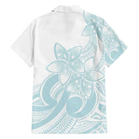 Polynesian Tribal Plumeria Lotu Tamaiti Family Matching Off Shoulder Maxi Dress and Hawaiian Shirt Pastel Cyan - Polynesian Pride