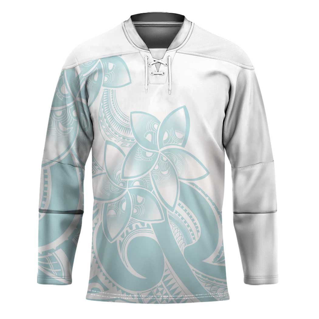 Polynesian Tribal Plumeria Lotu Tamaiti Hockey Jersey Pastel Cyan LT9 Unisex Cyan - Polynesian Pride