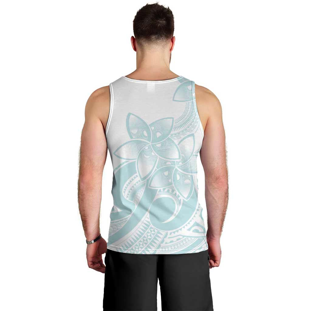 Polynesian Tribal Plumeria Lotu Tamaiti Men Tank Top Pastel Cyan - Polynesian Pride